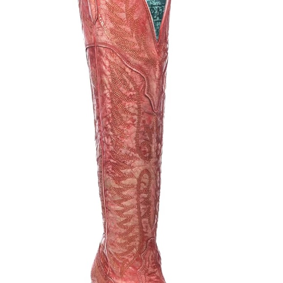 CORRAL Women's Embroidery Tall Above-the-Knee Pointed J Toe Cowhide Leather - Picture 2 of 9